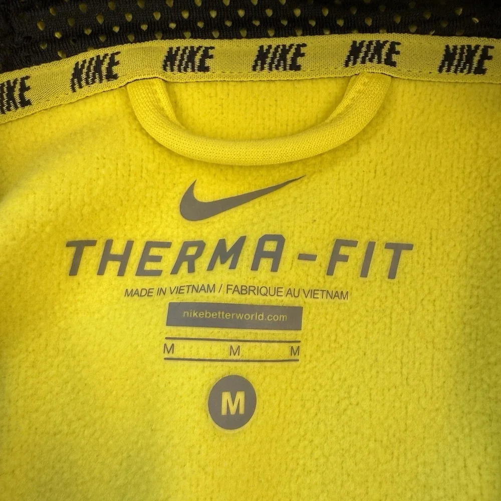 NIKE Therma-Fit Pullover Hoodie Mens M Tennis‎ Ball Neon Yellow Sweatshirt